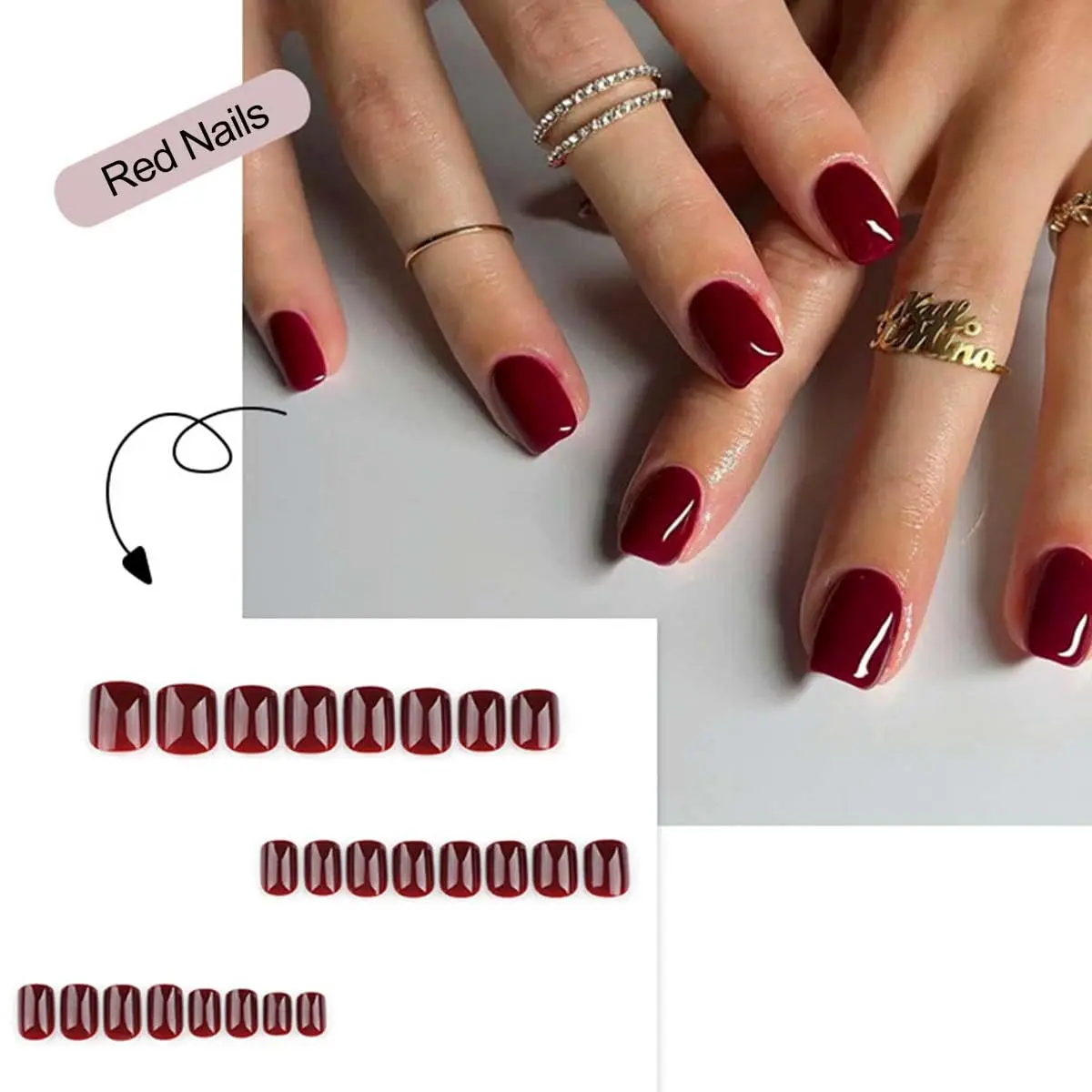 24 PCs Short French Solid Nails with 1 Jelly Gel and 1 Nail File