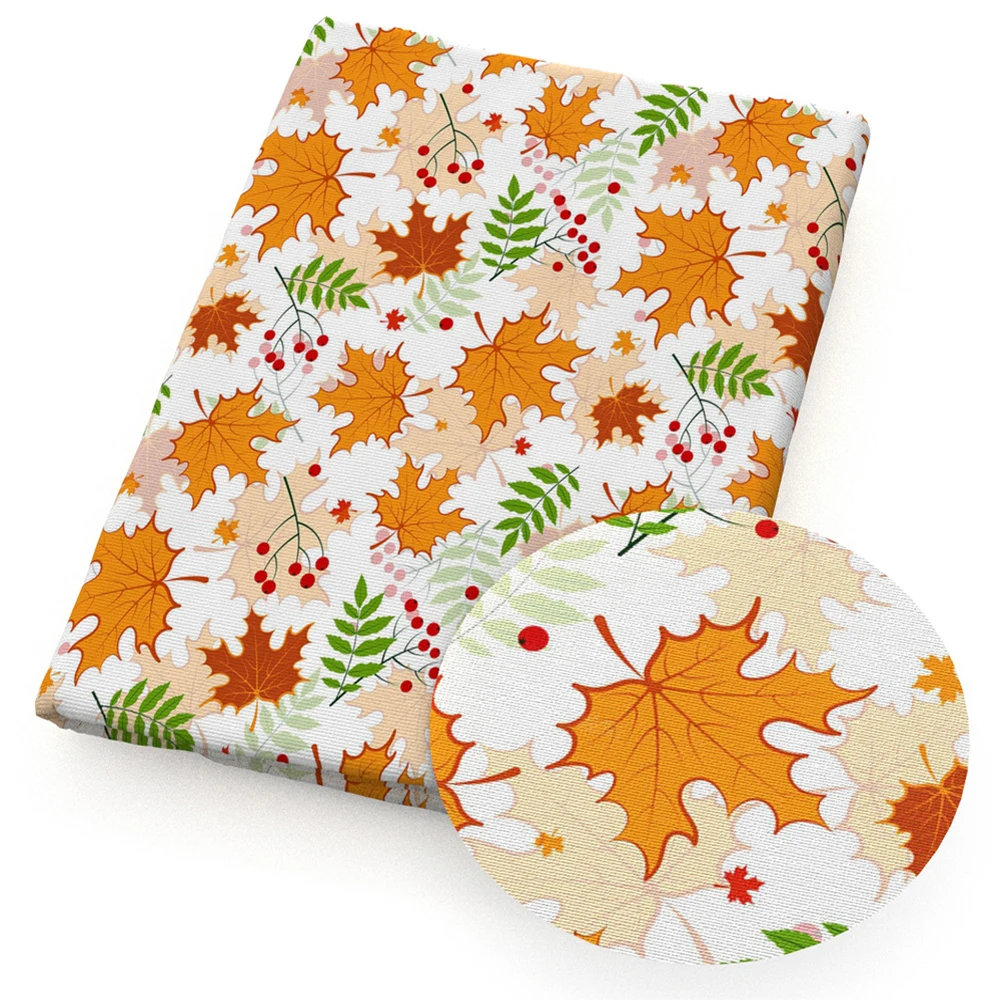 Teramila Polyester Cotton Fabric Fat Quarters Digital Print Maple Leaf Butterfly Fox for Patchwork Scrapbooking DIY Tissue