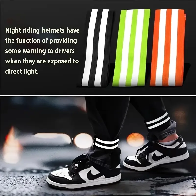 أشرطة ساق عاكسة للدراجة مكونة من قطعتين - أصفاد سراويل الدراجة الجبلية، معدات تحذير السلامة للجري الليلي، ملحقات ركوب الدراجات المقاومة للرياح