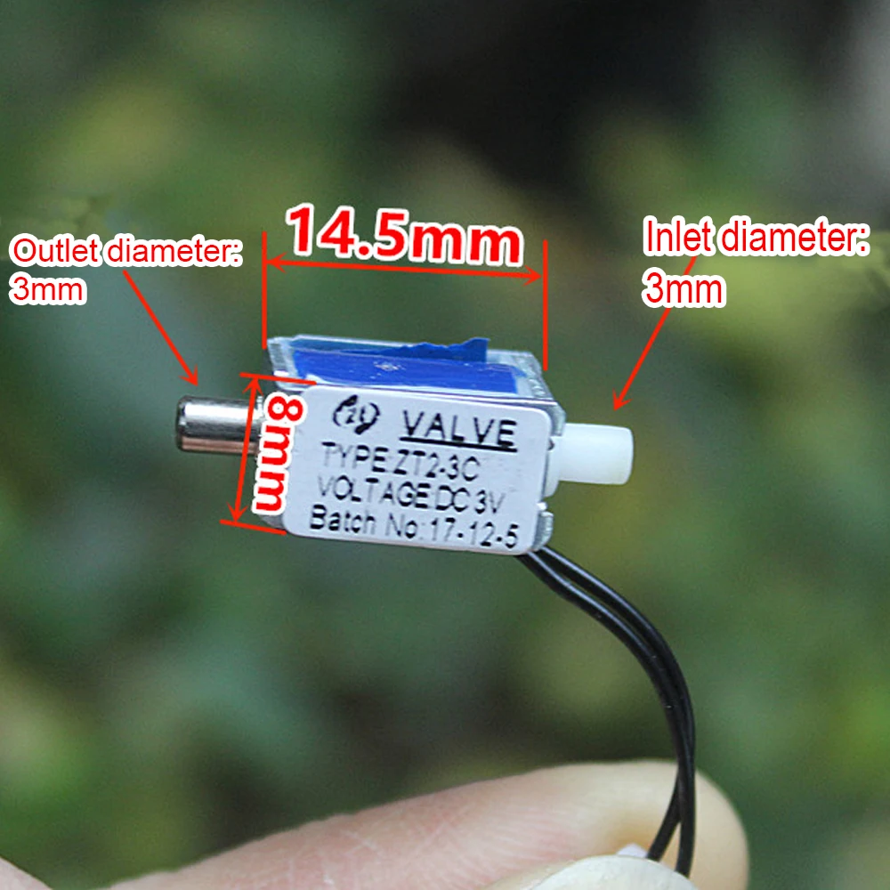 DC 3V 3.7V Electric Normally Closed Micro Solenoid Valve Vent Valve Electronic Monitor Small 2-Position 2-Way Exhaust Valve N/C