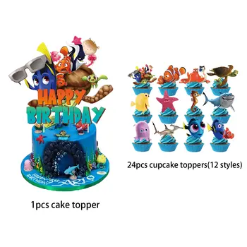 Ozdoba na dort s motivem Hledá se Nemo, ozdoby na muffiny, dekorace na narozeninové párty, dekorace na narozeninový dort s motivem Hledá se Nemo 10 nejlepší prodej Narozeninové dekorace Nemo - №6