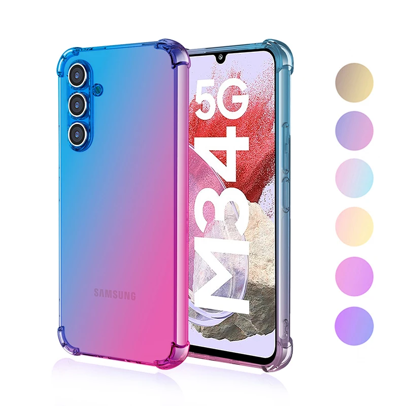 

Phone Case for Samsung Galaxy M34 M54 M14 M13 M33 M53 M23 5G,Hybrid Gradient Soft TPU Built-in 4 Reinforced Corners Bumper Cover