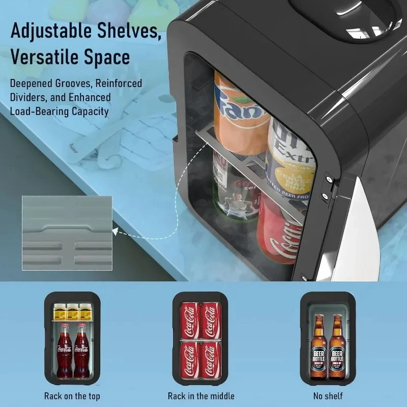 Mini Fridge for Bedroom, Small Refrigerator for Food, Drinks, Cosmetics, Portable Mini Refrigerator for Office, Dormitory, Car