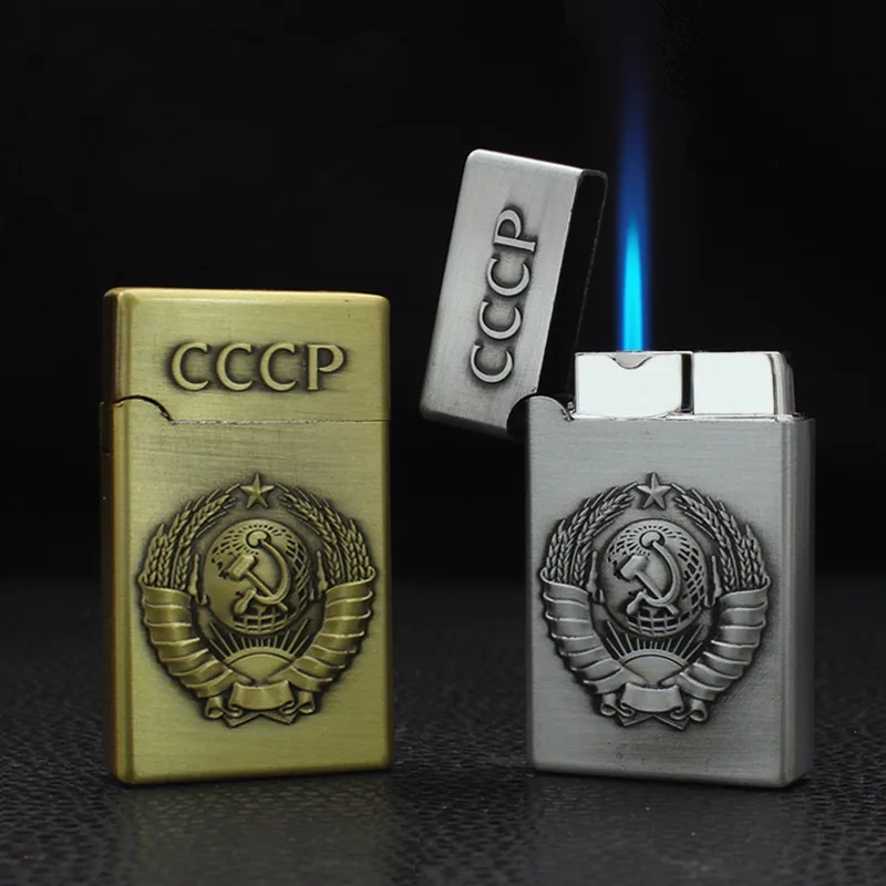 

Vintage Retro Metal Cigarettes Lighter with Sound Jet-Flame Refillable Butane Gas Lighter Smoking Accessories Gadgets for Men