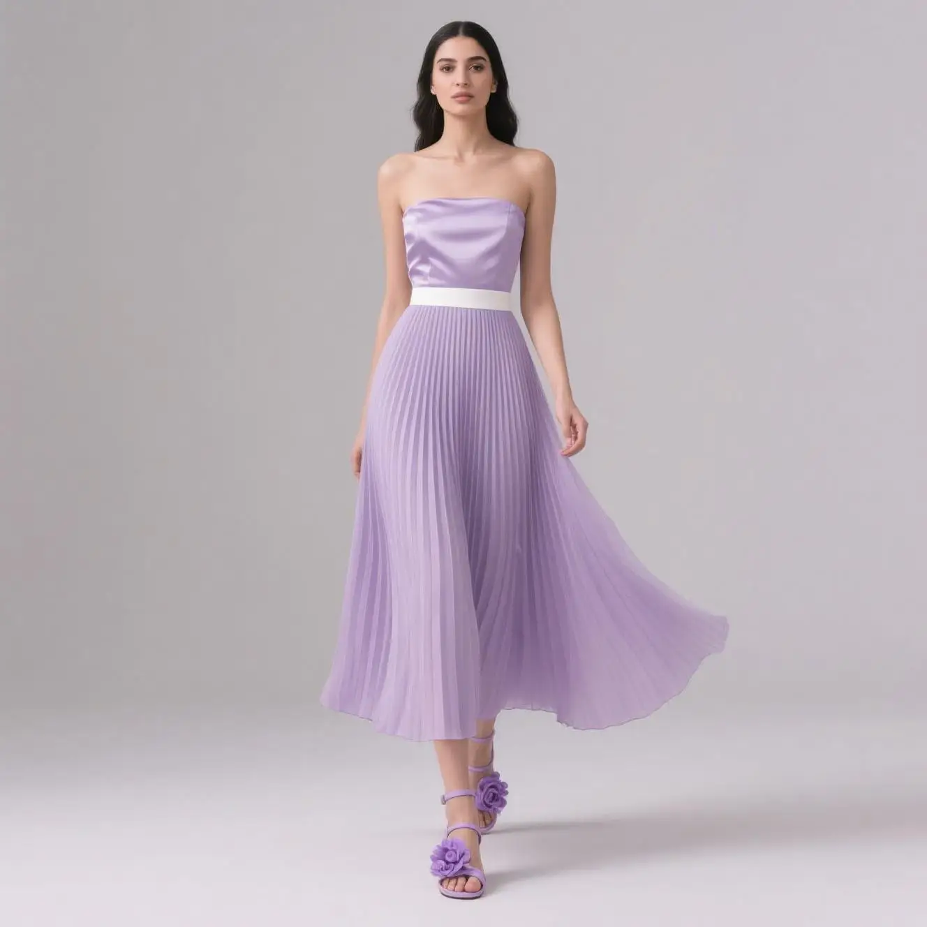 

Beshinel Customized Purple Strapless Pleated Evening Dress Luxury Elegant 2025 Color Contrast Prom Gowns Vestidos De Fiesta