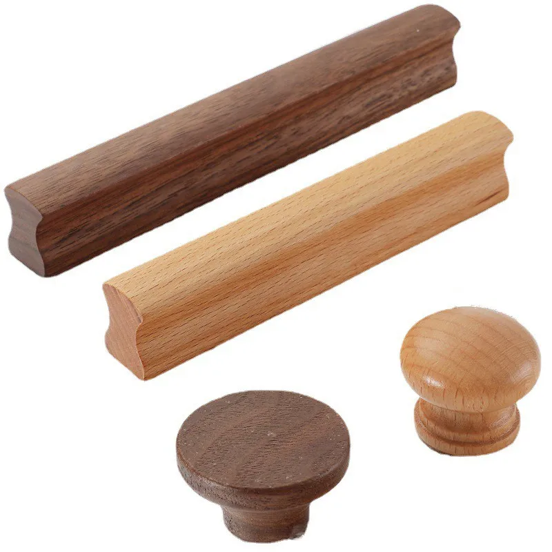 Walnut Wooden Furniture Handles Drawer Kitchen Cabinets Pulls Handles for Cabinets and Drawers Dresser Knobs Wardrobe Pull Knobs