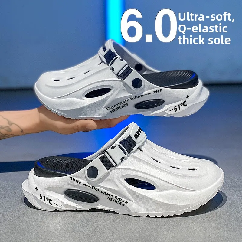 

Men's Summer Outdoor Anti-Slip Driving Two-Purpose Clog Sandals Breathable Slip-On Beach Shoes Comfortable EVA Material