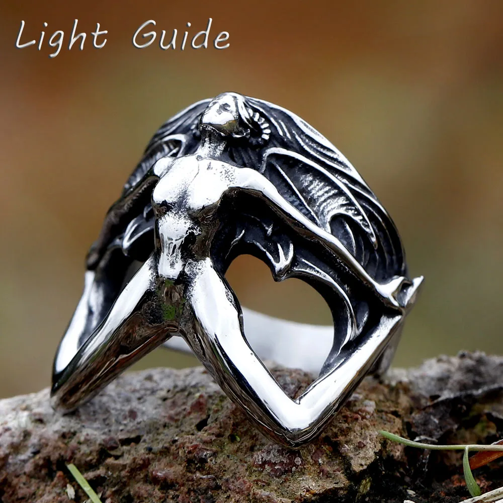 2022 NEW Men's 316L stainless steel rings Dropshipping 3D women body shape gothic punk Motorcycl Jewelry Gifts free shipping