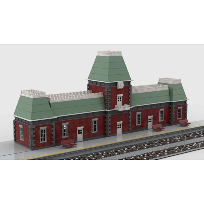 Railway Train Model Building Bricks, MOC, Street View, Blocos Modulares, Tecnologia, Brinquedos de Natal, Conjuntos de DIY, Montagem, Presentes