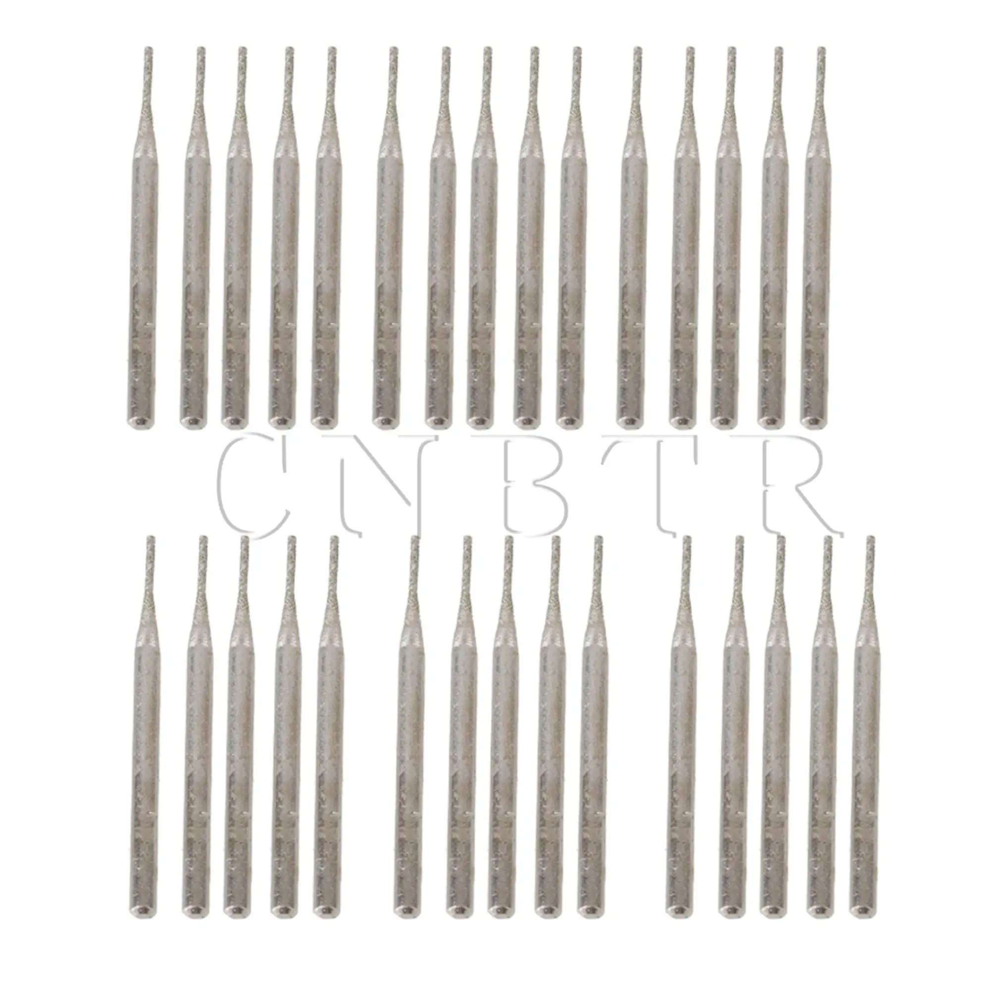 

CNBTR 30pcs Diamond Burr Bits Drill Engraving Carving Rotary Tool 1mm/2mm/3mm Cylindrial Point