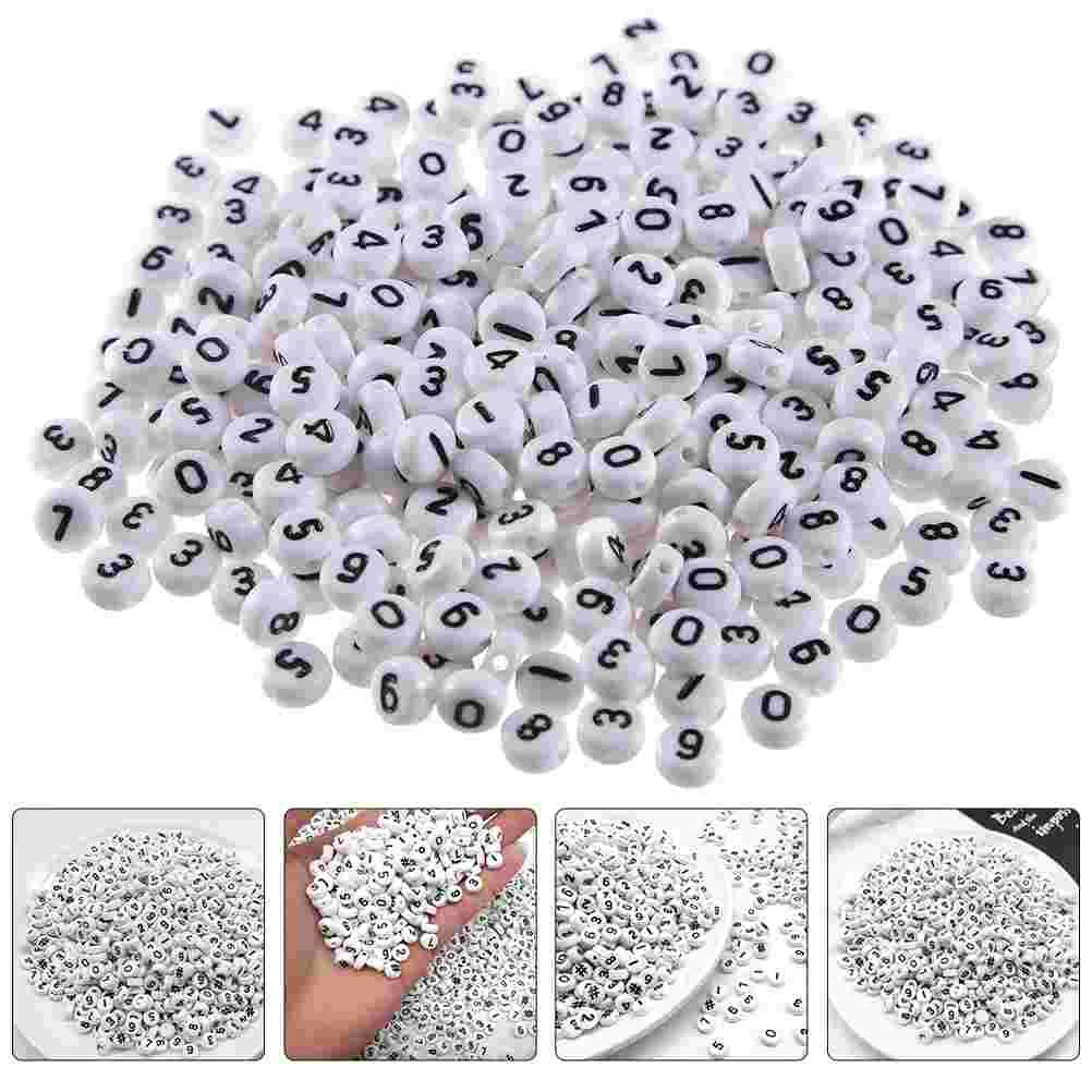 100 Pcs Oblate Number Beads Acrylic Bracelet Hair Accessory Making Accessories Loose DIY