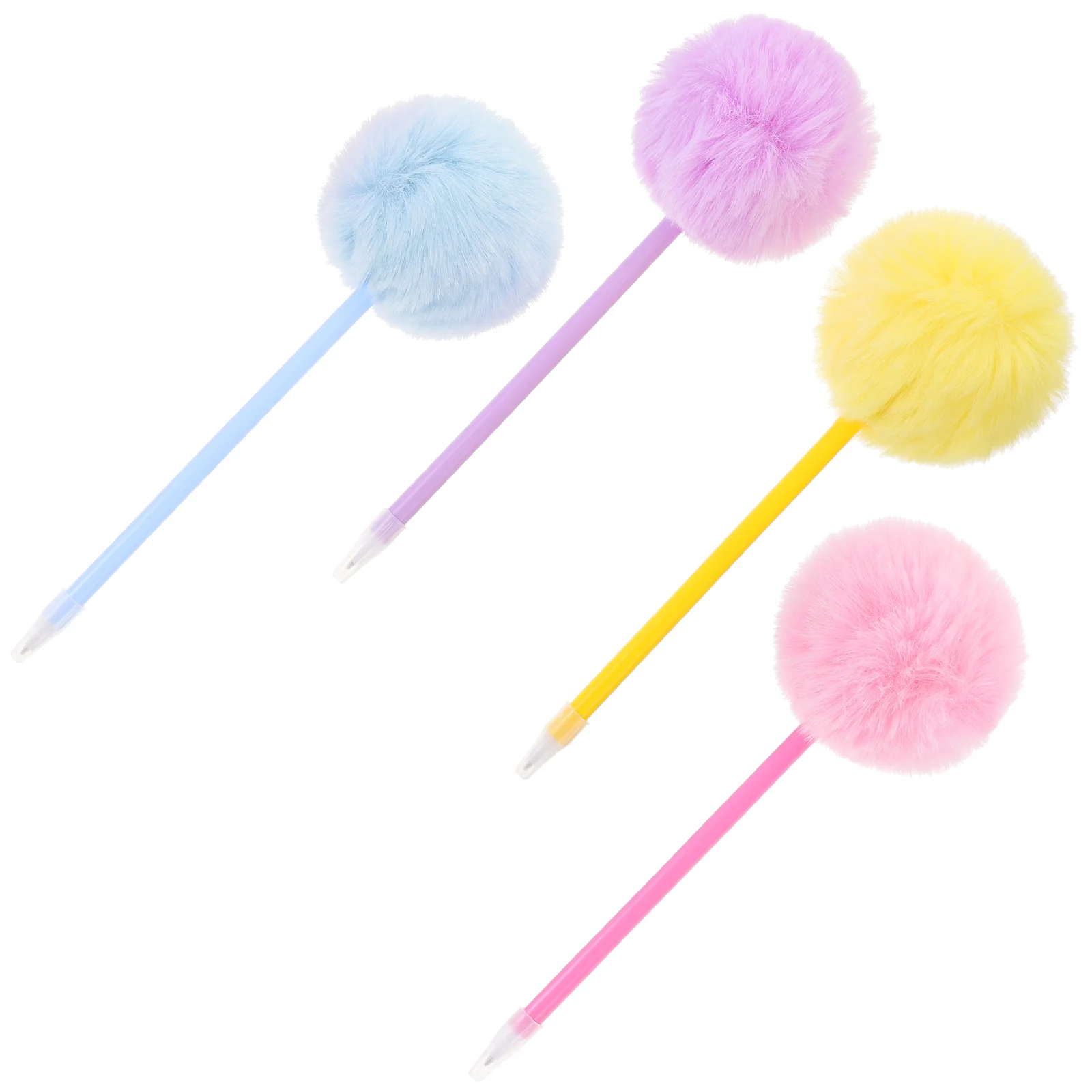 

4 Pcs Hair Ball Writing Pen Fountain Lovely Elegant Style Pens Portable Pompom for Students Hairball Grace