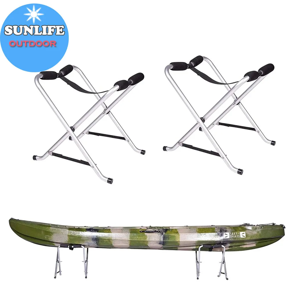 

SUNLIFE Folding Kayak Ground Paddleboard Boat Kayak Storage Stand 2 Display Racks 110 Lbs