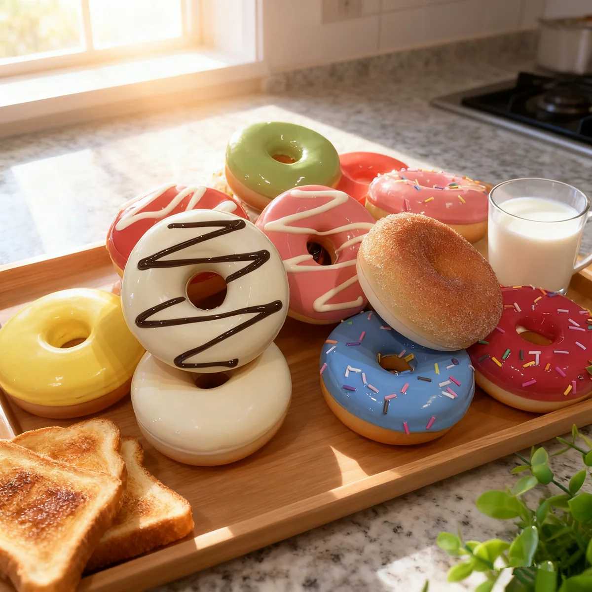 8,5cm Simulierte Donuts Runde Kunstnahrung Weiche PU-Brot-Farbe Nadelrosa Wanddekoration Schokoladen-Anhänger Süßigkeiten DIY-Requisiten Geschenk – Detail 1