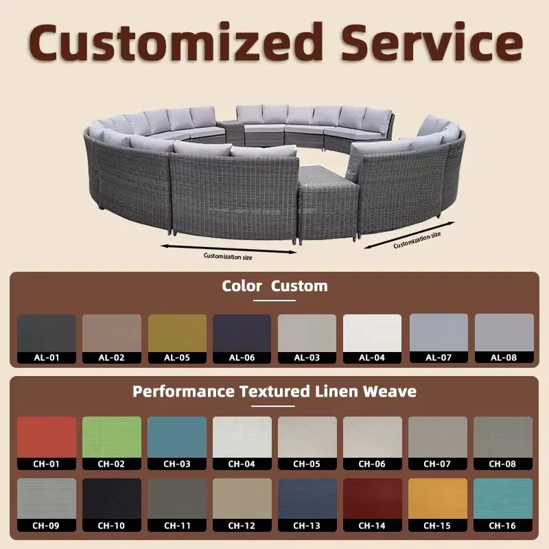 Elegant Outdoor Sofa Set Aluminum Brass Frame PE Rattan Waterproof Cushion for Villas Hotel Terraces Rooftop Lounges
