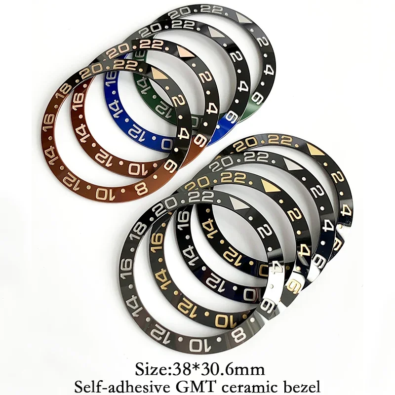 38×30.6mm Adhesive Sticker Ceramic Bezel Watch Parts Platinum Color Font For GMT 116710 126710