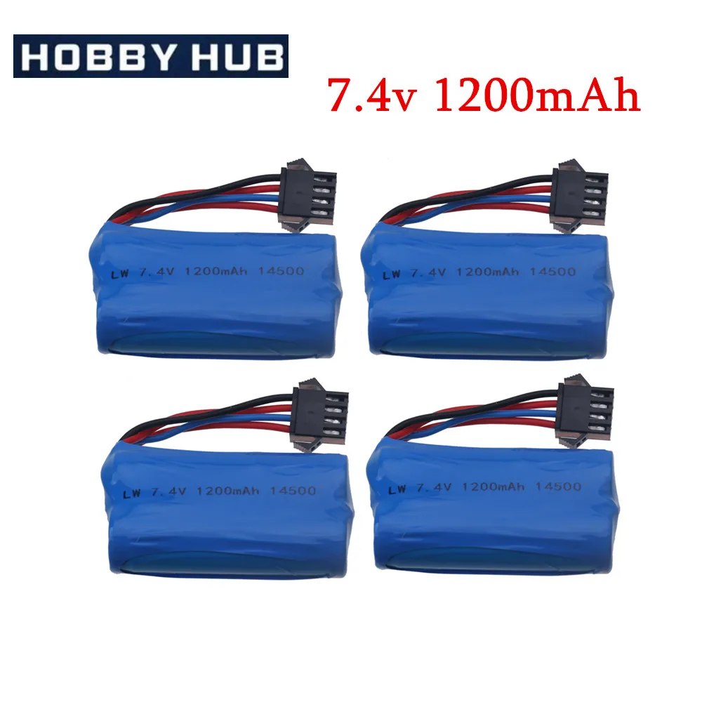 Li-ion Battery 7.4V 1200mAh 14500 Batteries For Remote Controlled Helicopter quadcopter RC Car Truck Toys Parts with SM-4P plug