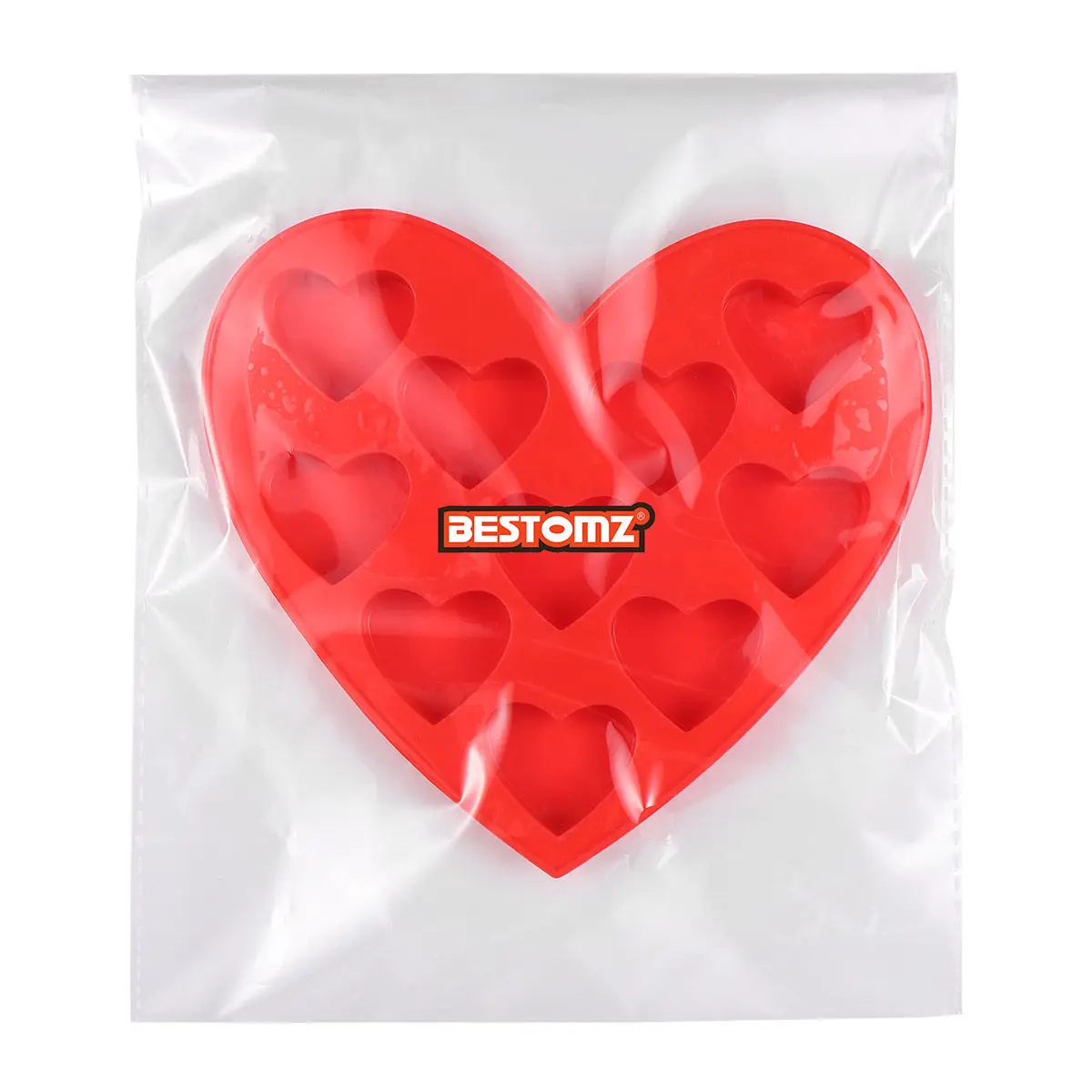 Molde de Silicona para Pastel con Forma de Corazón de 10 Cavidades, Reutilizable, Antiadherente, para Chocolate, Dulces, Gelatina, Cubitos de Hielo, para Hornear y Hacer Dulces, Rojo