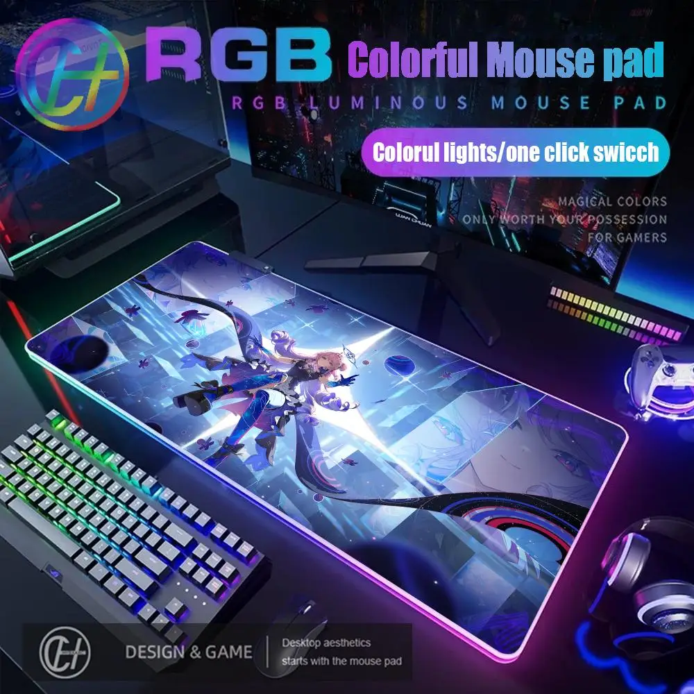 RGB Game Wuthering Waves Denia Big Mouse Pad Square Office Gaming Desk Mat Waterproof Non-Slip Rubber Decorative Table HYBXAXC