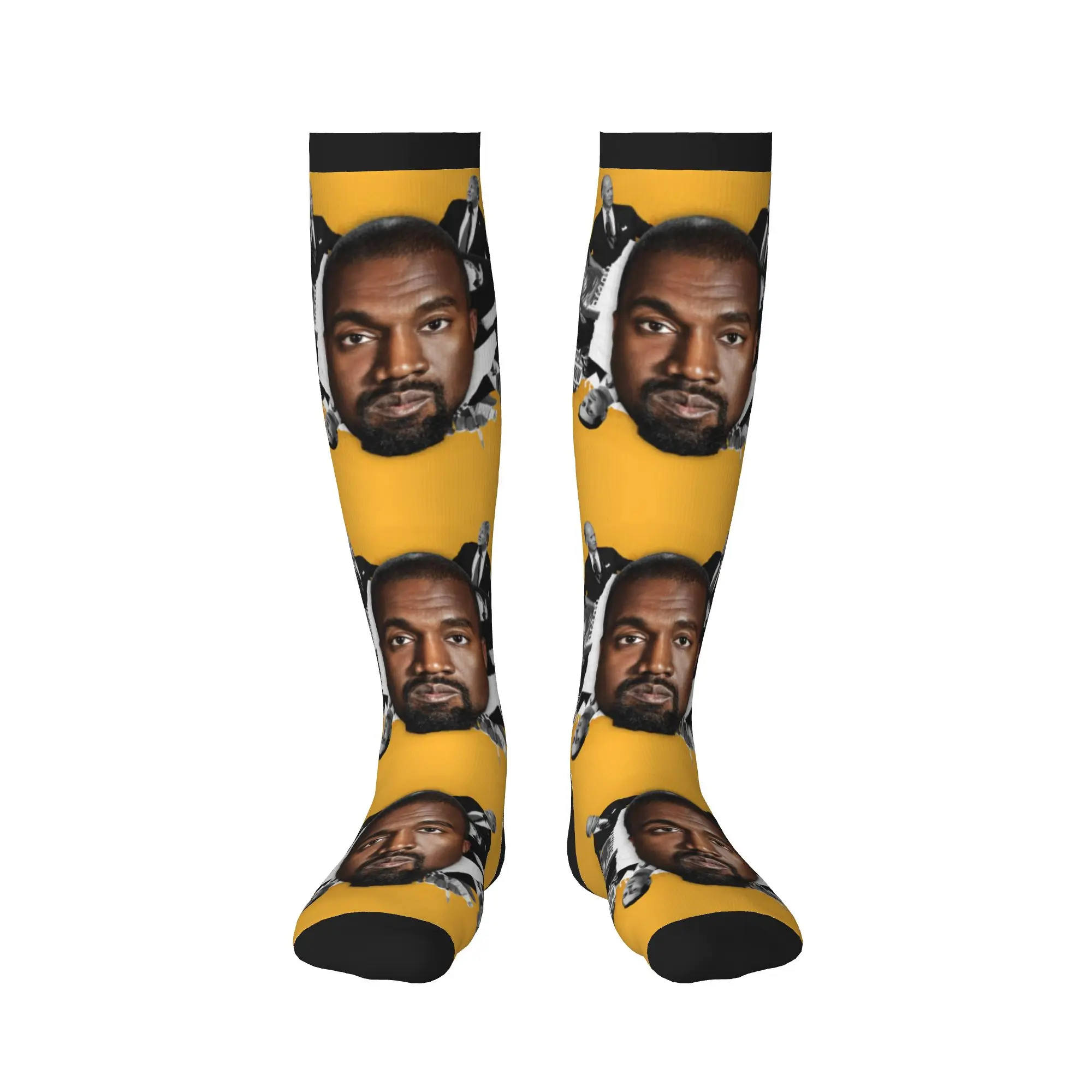 Funny Kanye West Meme Mens Sports Compression Socks Unisex Novelty 3D Print Rapper Music Producer Dress Socks