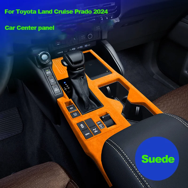 

for Toyota Land Cruiser Prado LC250 2024 2025 Suede Carbon Fibre Car Center Gear Shift Panel Cover Trim Accessories Car-styling