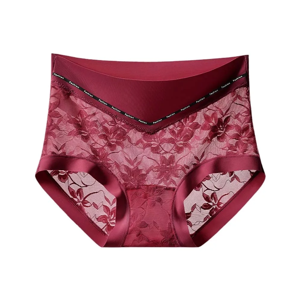 

High Waist Thin Lace Panties Belly Contracting Mulberry Silk Crotch Postpartum Body Shaper Seamless Shapewear