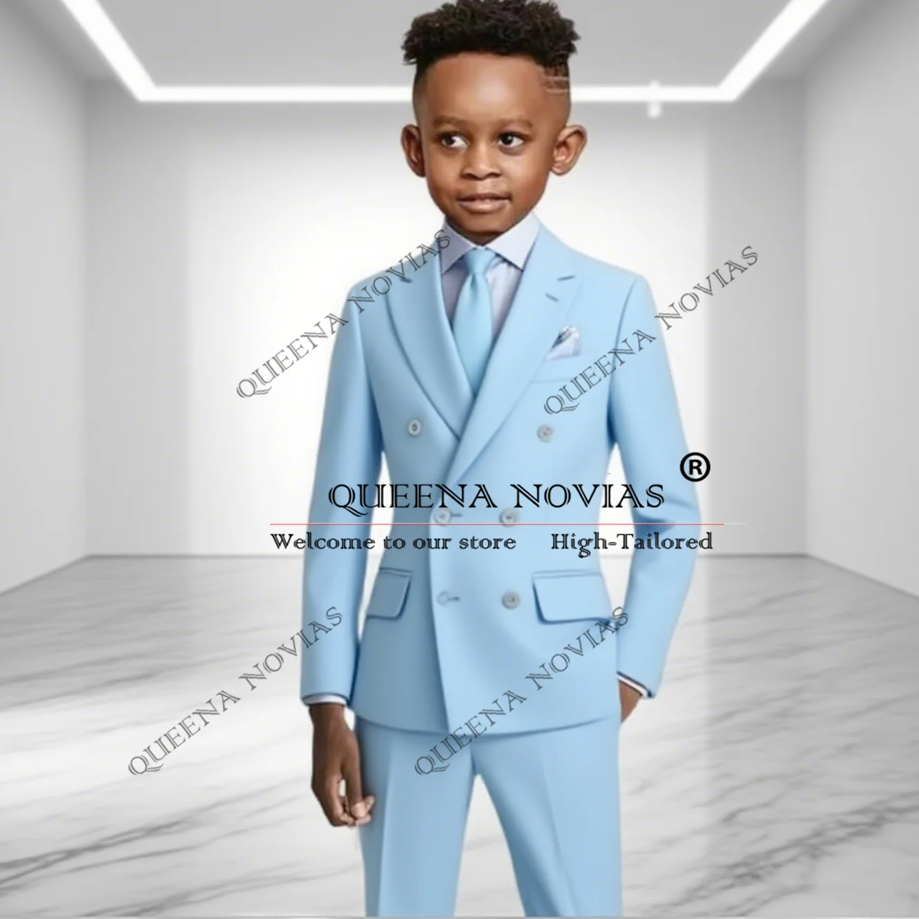 

Classic Boy's Attire Suits Double Breasted Jacket Pants 2 Pieces Kids Birthdays Party Tuxedos Formal Children Wedding Blazers