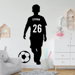 Personalized Name Number Soccer Player Jersey Wall Sticker Boy Room Playroom Football Sport Wall Decal Kids Teen Bedroom