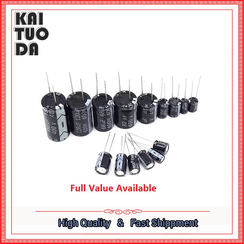 5PCS Capacitor Eletrolítico de Alumínio 1UF 2.2UF 3.3UF 680UF 1000UF 1500UF 2200UF 3300UF 4700UF 16V 25V 35V 50V 400V 6.3V 10V