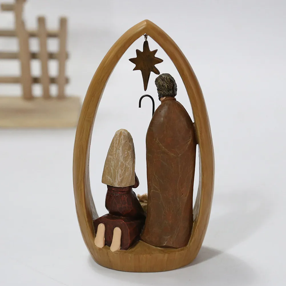 

1 шт. Новогоднее украшение в виде рождественской сцены, креативный христианский декор для дома, ресторана, рабочего стола, священные изделия из смолы