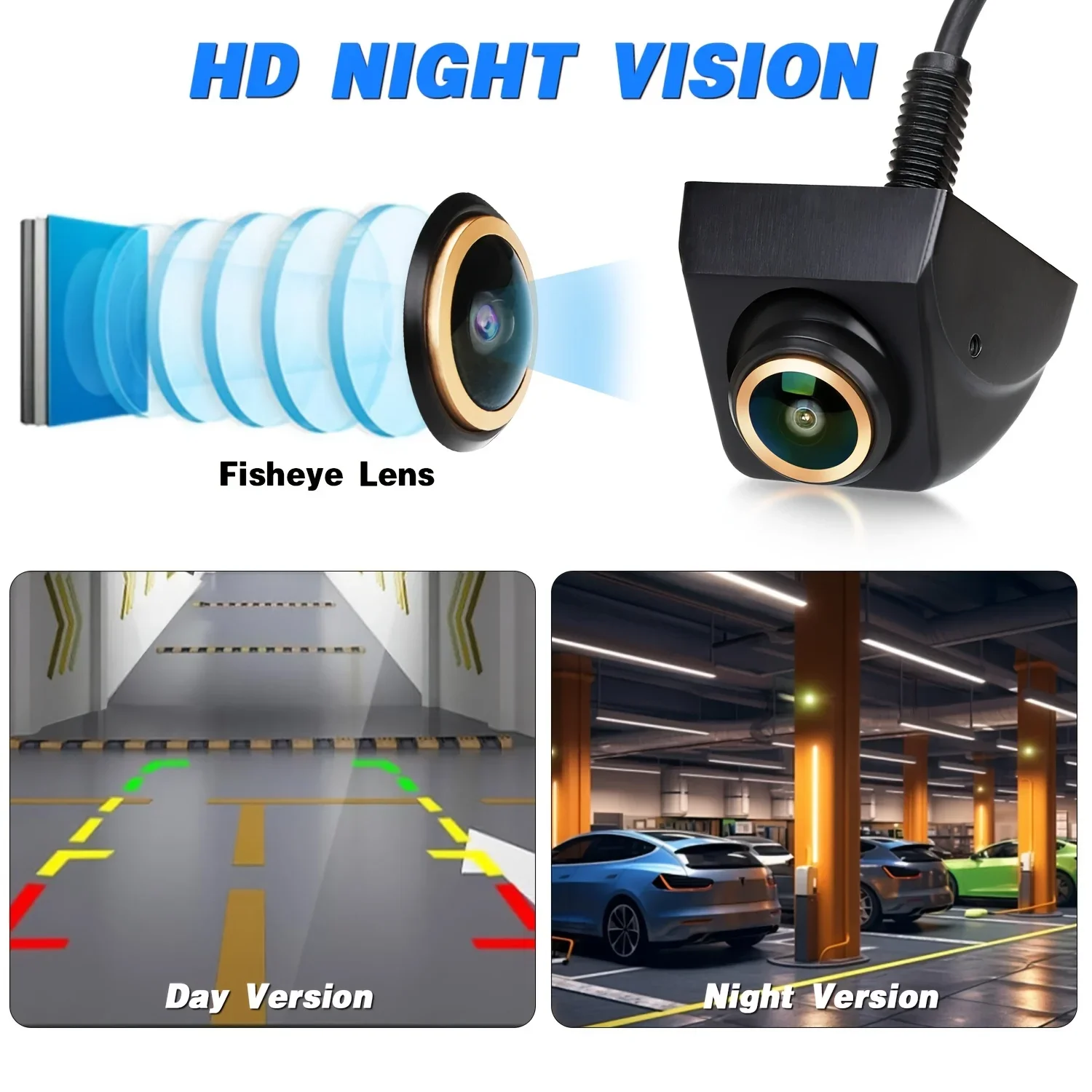 1pc Universal HD Fisheye Front/Side/Rear View Camera, 1080P Video Resolution Night Vision Easy Installation For Pickup Truck