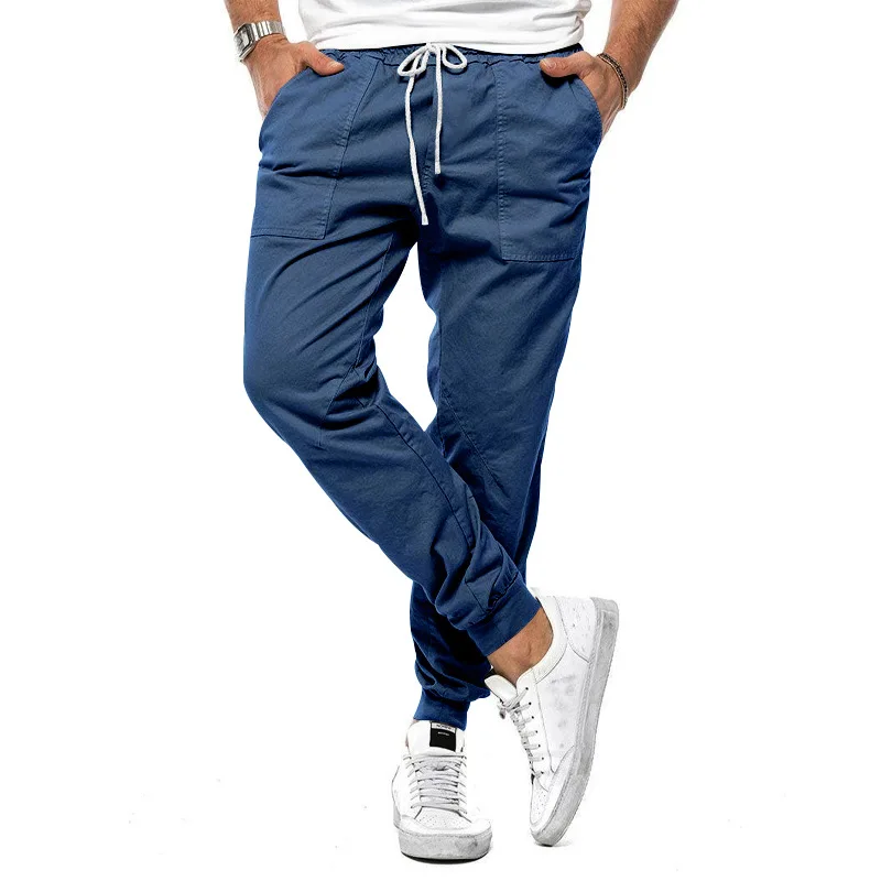 Pantalones de cintura elástica para hombre, pantalón de chándal holgado de pierna ancha con cordón de cintura elástica, moda de otoño