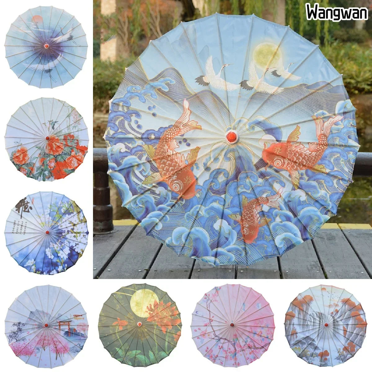 84CM Large Women Rain Waterproof Beach Uv Shade Umbrella Chinese Paper Parasol Silk Dance Japanese Decorative Cosplay Paraguas