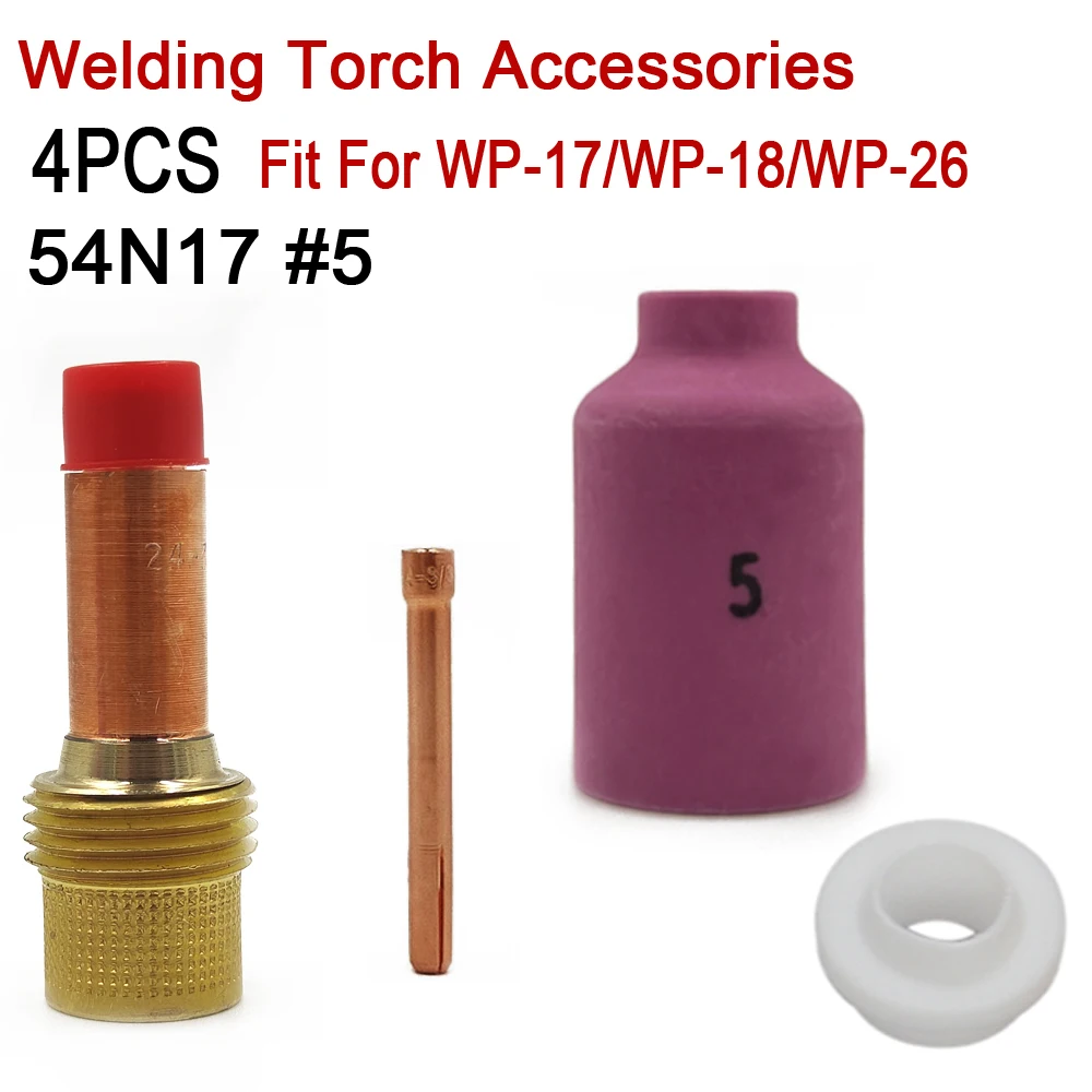 4Pcs TIG Gas Lens KIT Size 1.0mm/1.6mm/2.0mm/2.4mm/3.2mm/4.0mm FIT TIG Welding Torch PTA DB SR WP17 WP18 WP26 Series