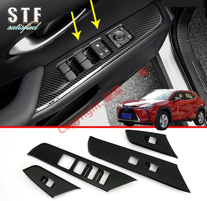 

Carbon Fiber Style Interior Door Window Buttons Cover Trim For Lexus UX UX200 250H 260H 2019 2020 Car Accessories Stickers