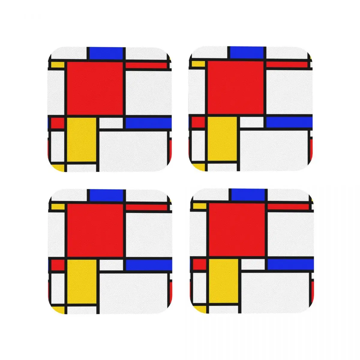 Mondrian Coasters Kitchen Placemats Waterproof Insulation Cup Coffee Mats For Decor Home Tableware Pads Set of 4