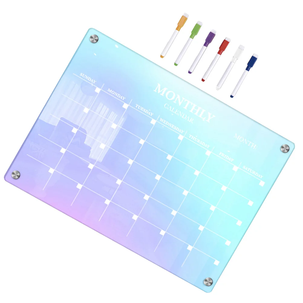 

1 set 1 Set Acrylic Fridge Calendar To Do List Board Dry Erase Monthly Planner Magnetic Meal Planning Organizer For Home Office