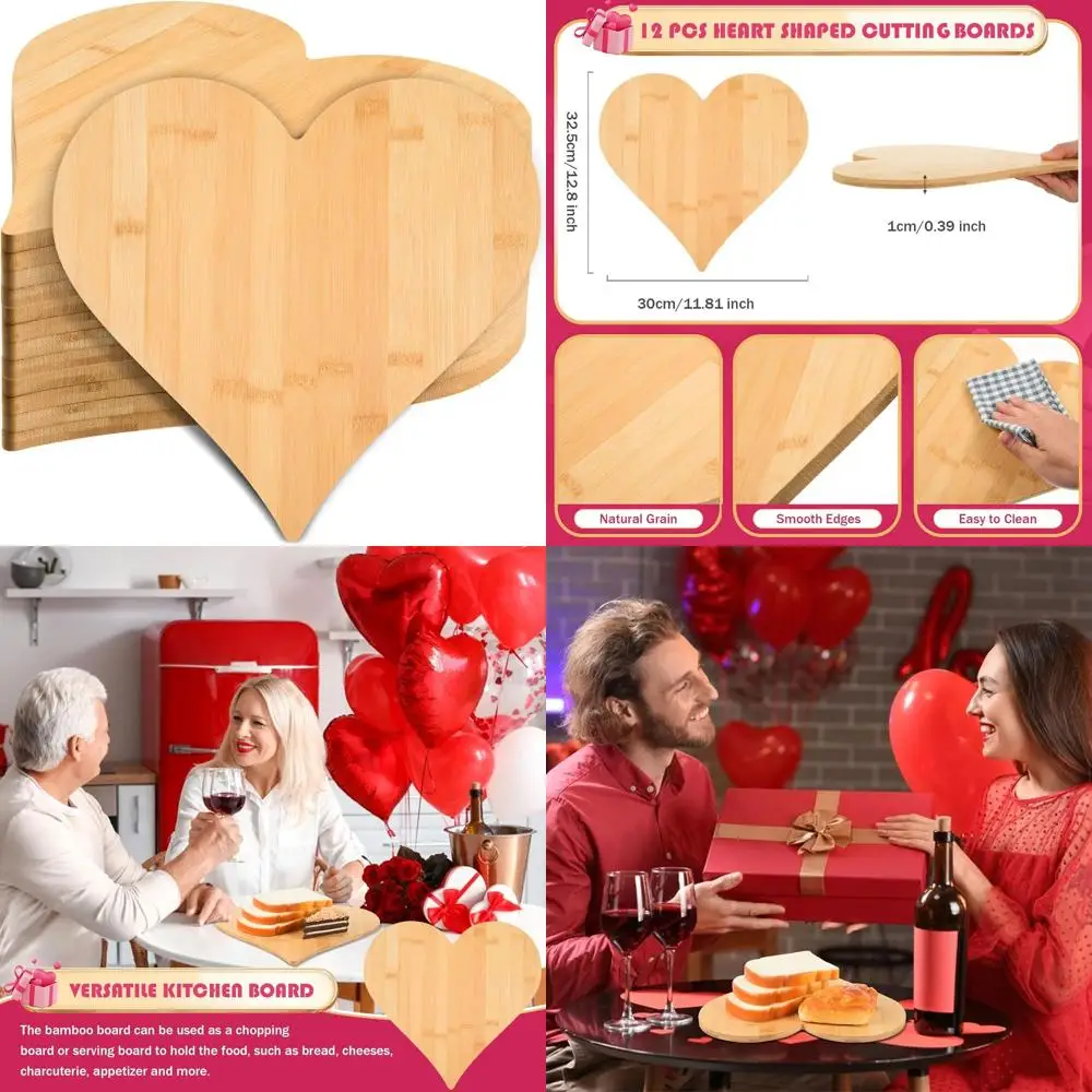 

Бамбуковые разделочные доски в форме сердца на День святого Валентина, 12,8x11,81x0,39 дюйма, идеально подходят для подарков на свадьбу и новоселье