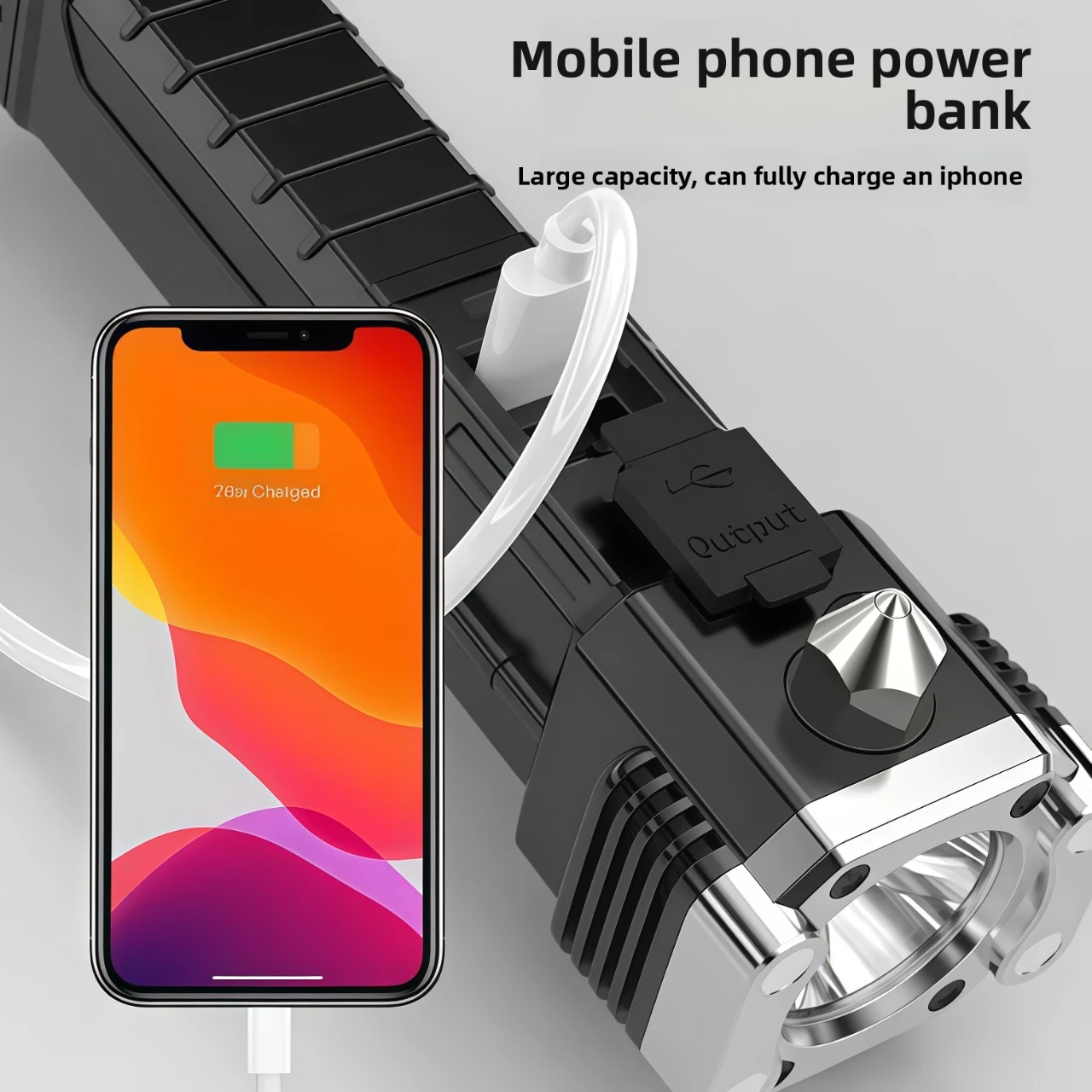 Super Bright LED Flashlight with Safety Hammer and Strong Magnets Side Light Torch Light Portable Lantern for Adventure Camping