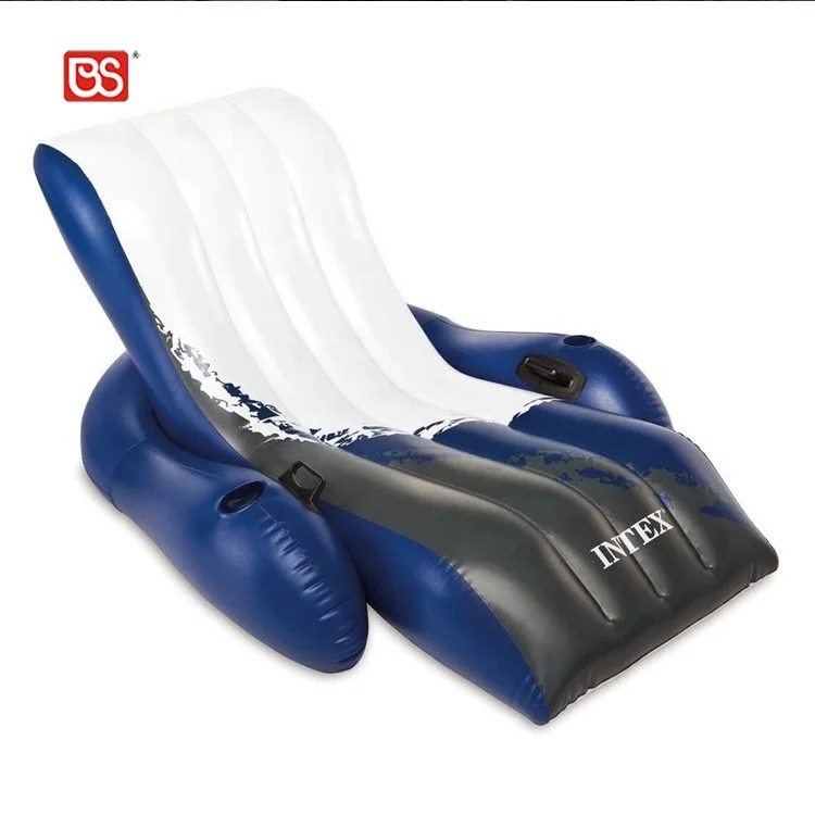 INTEX 58868 Outdoor Recliner Single Folding Back Recliner Water Splashing Inflatable Bubble Air Chair Pool Floating Bed