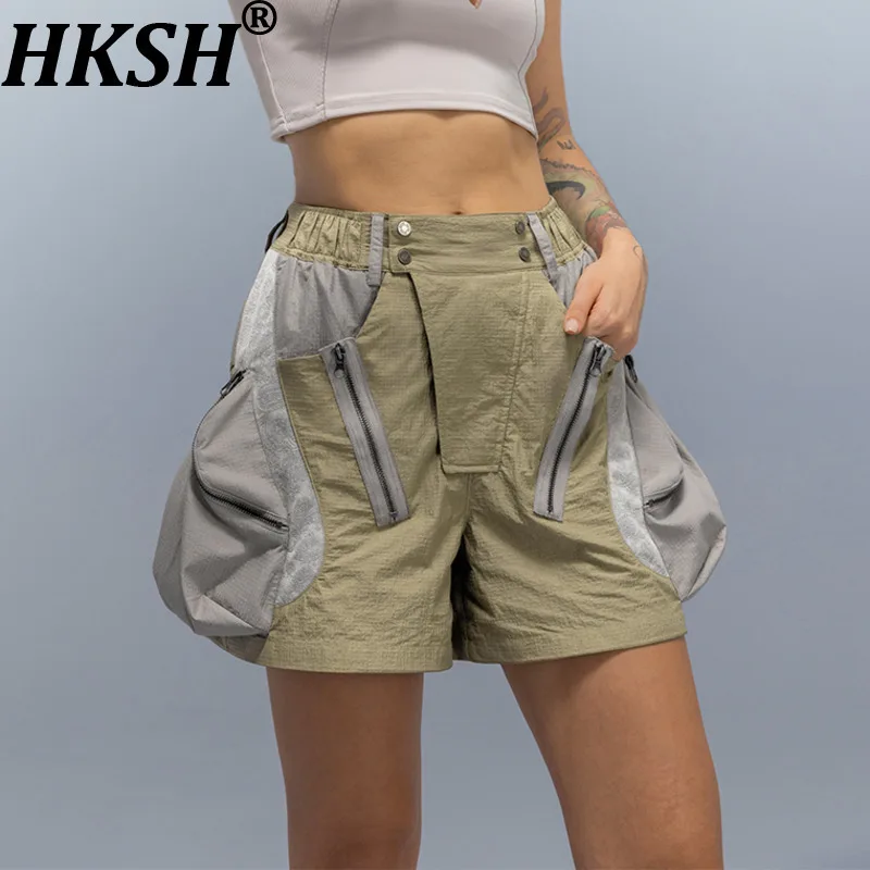 

HKSH летние новые женские брюки-карго в стиле панк с пряностями длиной до колена, уличные повседневные быстросохнущие шорты с несколькими карманами Techwear HK7358