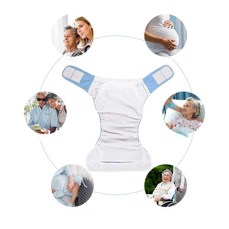 

Adjustable Size Adult Diaper Waterproof Washable Reusable Elderly Cloth Diapers Pocket Nappies For Elderly Disabled Men Women