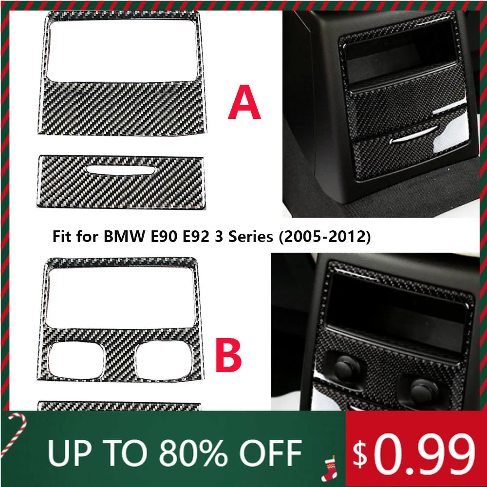 

For BMW 3 Series E90 E92 2005-2012 - 3D Carbon Fiber Rear Air Outlet Storage Box Trim, Self-Adhesive Anti-Scr Interior Stickers