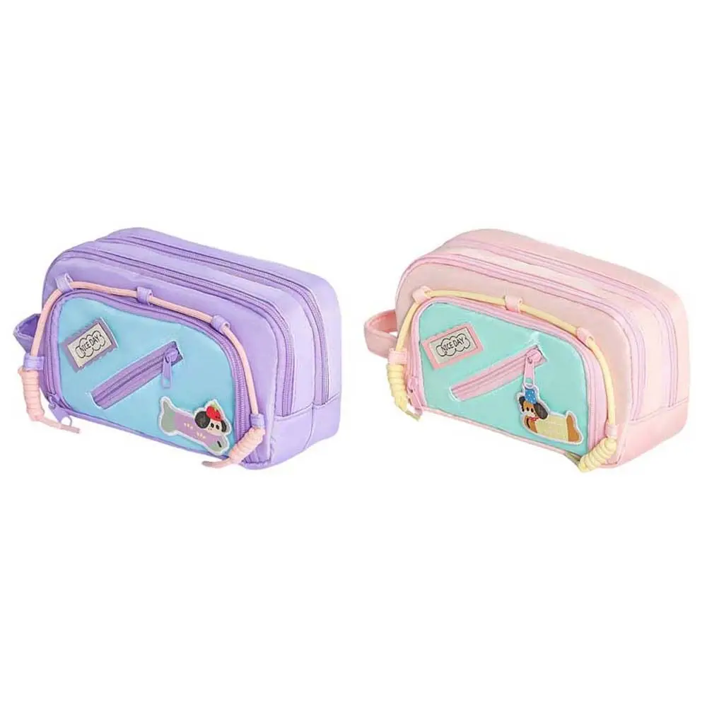 Large Capacity Cartoon Puppy Pencil Case Ins Y2K Dog 4 Multi Layers Korean Pencil Bag Zipper Cosmetics Storage Makeup Bag