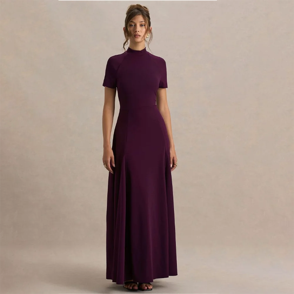 

Women's Formal Evening Gowns Elegant Round Neck Short Sleeve Pleated Mermaid Evening Dresses Formal Occasion Cocktail Gowns