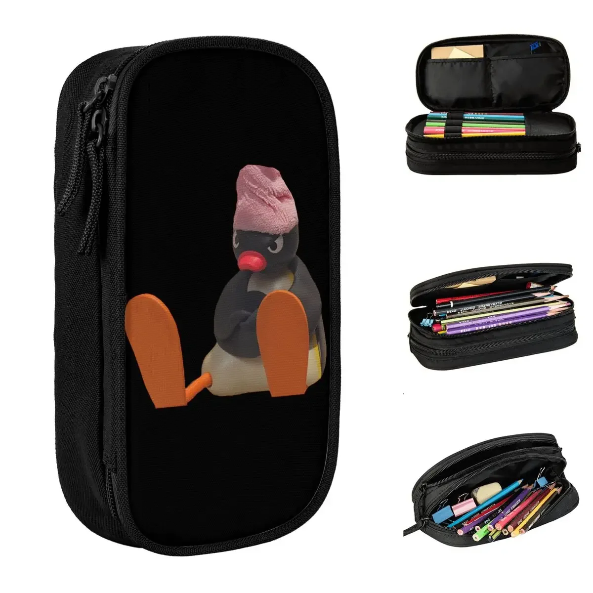 Noot Pingu Pencil Cases New Bath Towels Penguin Pen Holder Bag Girls Boys Large Storage Students School Gift Pencilcases