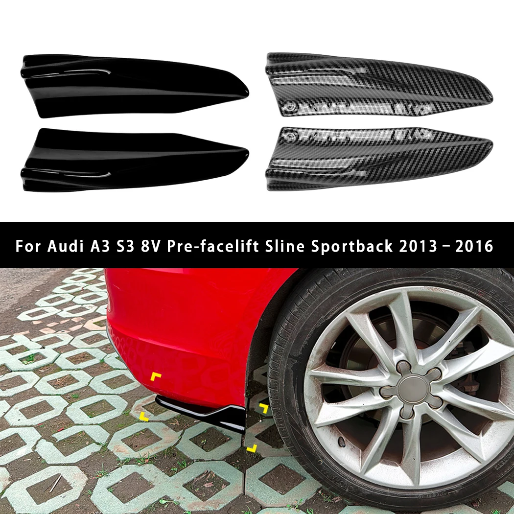 

2PCS Car Rear Bumper Lip Diffuser Side Spoiler Air Vent Canard Splitter For Audi A3 S3 8V Pre-facelift Sline Sportback 2013–2016