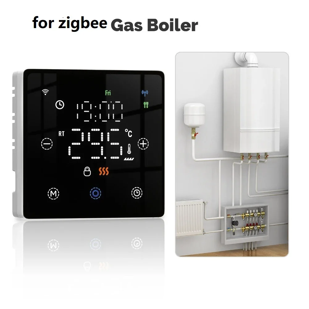 

Black Programmable Thermostat User Friendly Digital Temperature Switch Voice Control Remote Control Accuracy 0.5 Digital Display