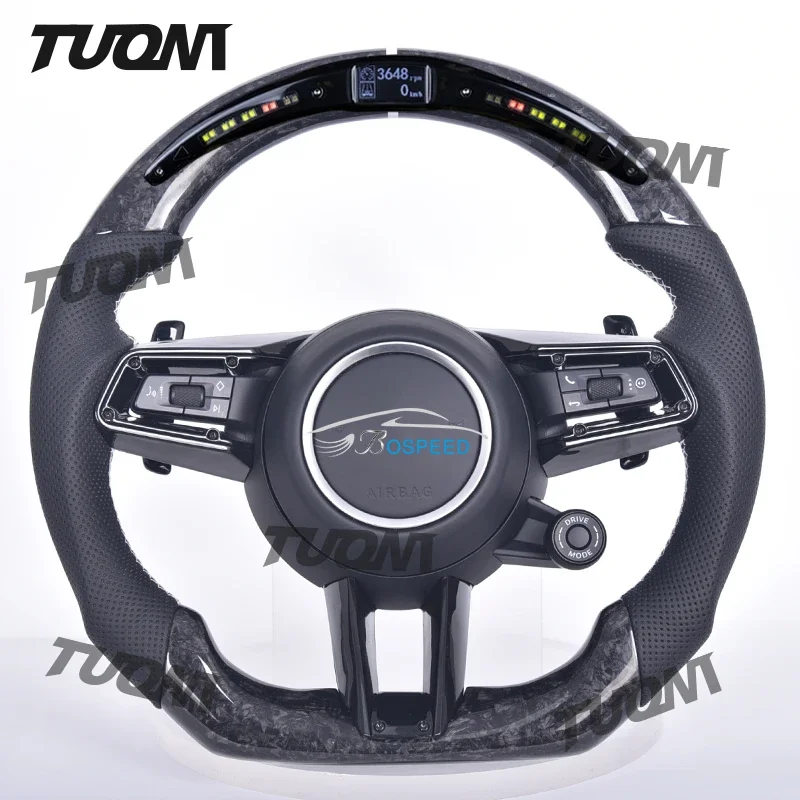 

100% Real Forged Carbon Fiber LED Steering Wheel For Porsche Panamera Cayenne Macan 718 911 918 Taycan