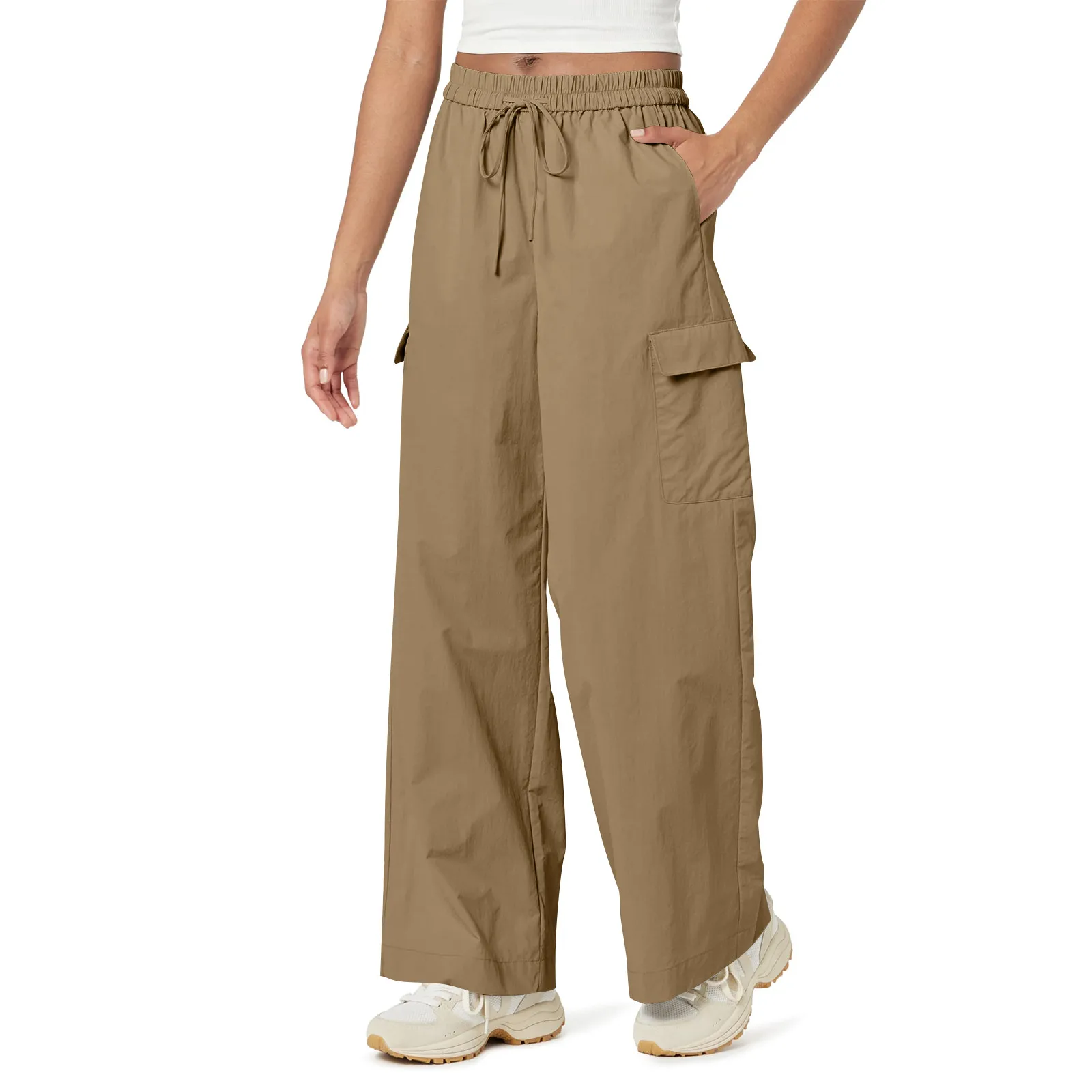 

Casual And Versatile High Street Cool Wide Leg Pants For Women Fashion Loose And Comfortable Nylon Cargo Trousers With Pockets